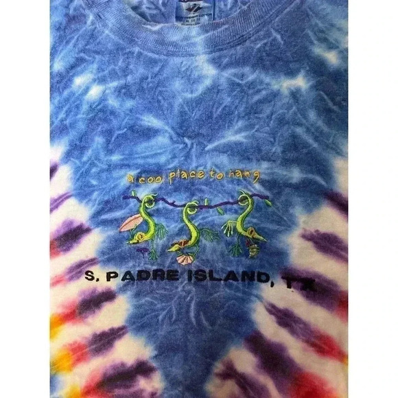 JERZEES SIZE XL TIE DYE SHIRT WITH BLUE,YELLOW AND PURPLE - Picture 2 of 3